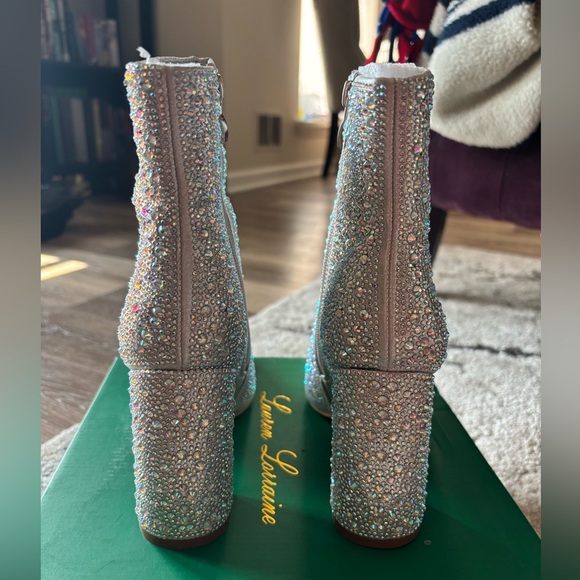 Lauren Lorraine Silver Glitter Rhinestone Ankle Boots! - Picture 4 of 9